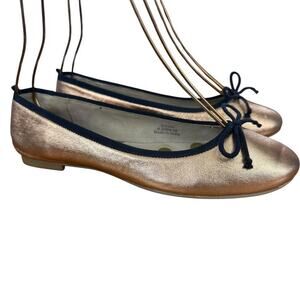 Boden Womens Rose Gold Metallic Bow Round Toe Slip On Flats Shoes Leather 36 5.5